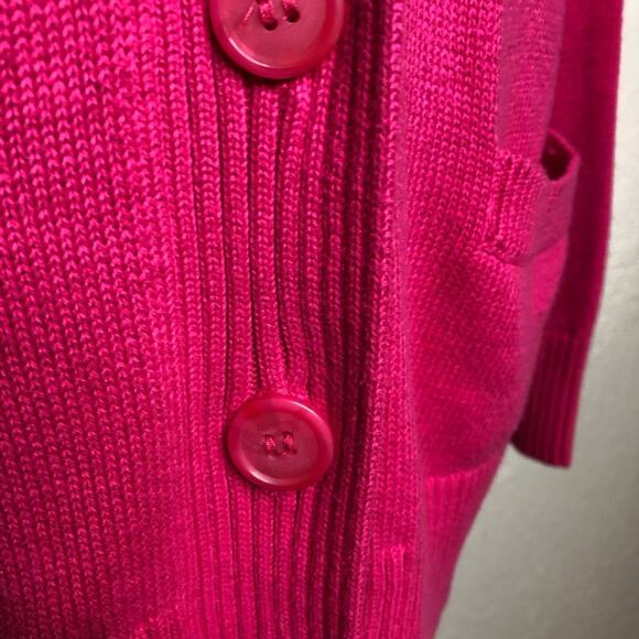 Pendleton bright pink cotton v neck button front cardigan size Large - Picture 6 of 16